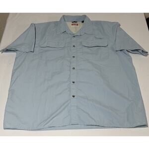Wrangler Premium Quality Blue Short Sleeve Button Down Work Shirt Men's Size XL